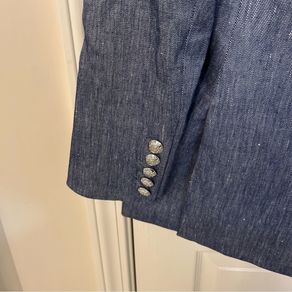 Veronica Beard Dale Linen Blend Dickey Jacket in Blue Melange Size 12 - Picture 13 of 15